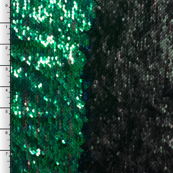 Matte Black and Iridescent Green 'Mermaid' Reversible Two Tone Sequin Fabric