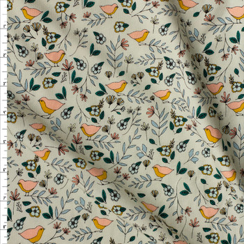 Love Story Lovebirds Celeste Cotton/Spandex Knit by Art Gallery Fabrics Fabric By The Yard