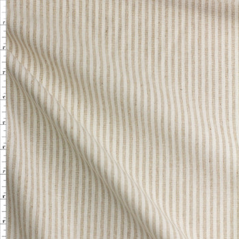 Natural and White Vertical Stripes Cotton/Linen Fabric By The Yard