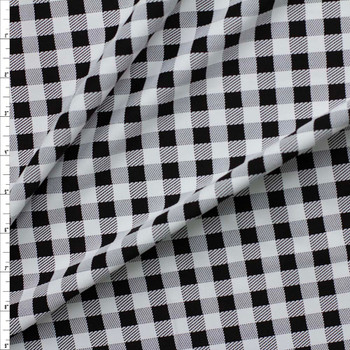 Black and White Gingham Brazilian 4-way Stretch Double Knit Fabric By The Yard