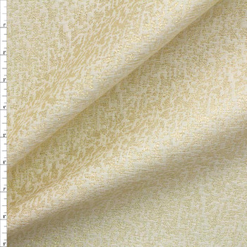 Ivory, and Metallic Gold Textured Designer Brocade Fabric By The Yard