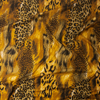 Mixed Leopard Print Brushed Hatchi Sweater Knit Fabric By The Yard - Wide shot