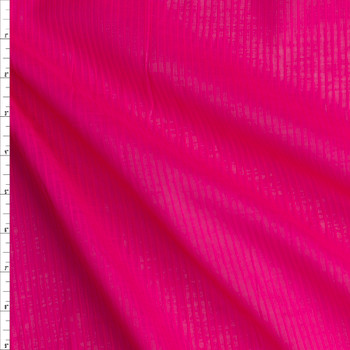 Hot Pink on Hot Pink Vertical Ribbed Stripe Cotton Lawn Fabric By The Yard