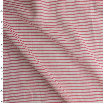 Red and Offwhite Horizontal Stripe Cotton Gauze Fabric By The Yard