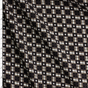 Black, Charcoal, and White Plaid Baby Wale Corduroy #26997 Fabric By The Yard