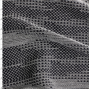 White and Black Horizontal Pattern Heavy Textured Coating Fabric By The Yard