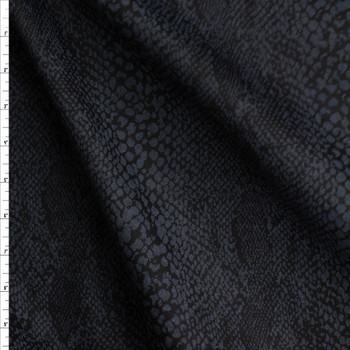 Charcoal On Black Snakeskin Stretch Twill Fabric By The Yard