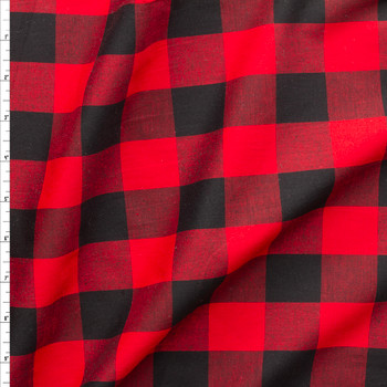 Red And Black Plaid Cotton Shirting #27429 Fabric By The Yard