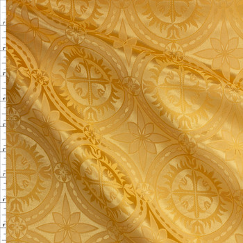 Gold Cross Medallion  Brocade #27512 Fabric By The Yard