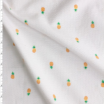Pineapples On White Coast Seersucker From Robert Kaufman Fabric By The Yard