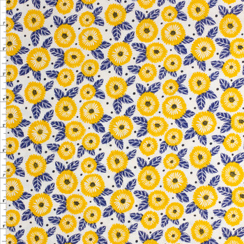 Orange Retro Flora Cotton Novelty Print #27739 Fabric By The Yard