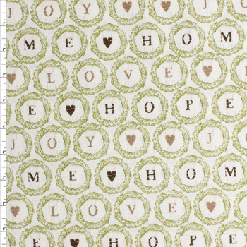 Home Love Wreath  Cotton Novelty Print #27762 Fabric By The Yard