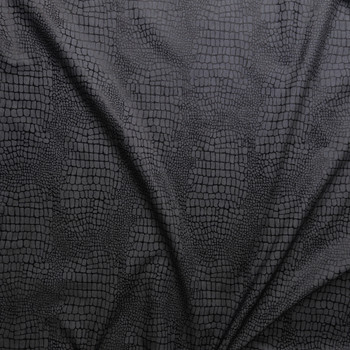 Black Gloss Reptile Print On Indigo Candiani Italian Denim Fabric By The Yard - Wide shot