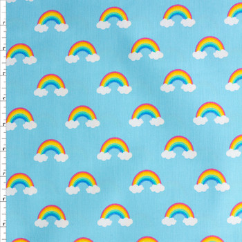 Happy Little Unicorns Rainbows Blue Quilter's Cotton From Robert Kaufman #27959 Fabric By The Yard