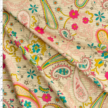 Paisleys Forever Rosa Stretch Cotton Jersey Knit From Art Gallery Fabrics Fabric By The Yard Paisleys Forever Rosa Stretch Cotton Jersey Knit From Art Gallery Fabrics Fabric By The Yard