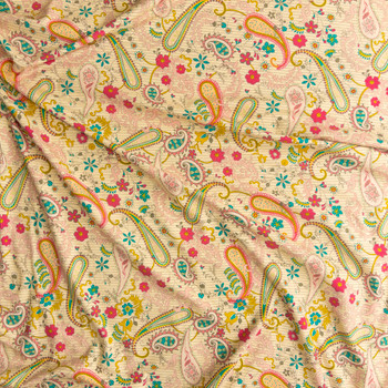 Paisleys Forever Rosa Stretch Cotton Jersey Knit From Art Gallery Fabrics Fabric By The Yard - Wide shot Paisleys Forever Rosa Stretch Cotton Jersey Knit From Art Gallery Fabrics Fabric By The Yard - Wide shot