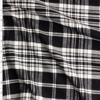 Black And White Plaid Designer Cotton Flannel #28267 Fabric By The Yard