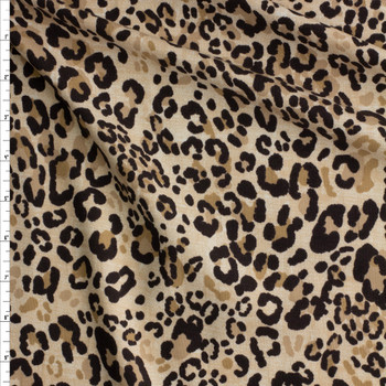 Tan, Black, And Offwhite Cheetah Print Designer Cotton Spandex Jersey Knit #28298 Fabric By The Yard