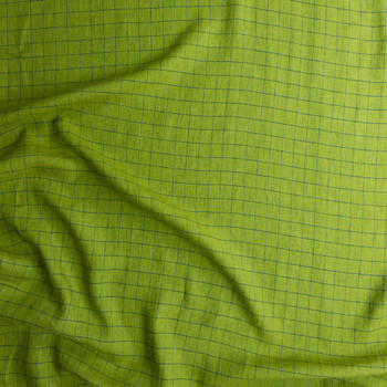 Avocado Fine Windowpane Plaid Gurteen Irish Linen From Spence Bryson #28314 Fabric By The Yard - Wide shot