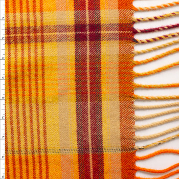 Camel, Rust, And Wine Plaid Wool/Poly Brushed Coating