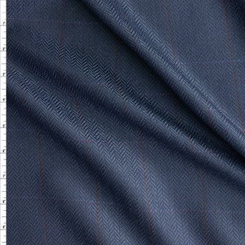 Wine Fine Plaid On Navy Brushed Herringbone Texture Italian Wool Suiting #28793 Fabric By The Yard Wine Fine Plaid On Navy Brushed Herringbone Texture Italian Wool Suiting #28793 Fabric By The Yard