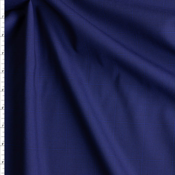 Deep Blue And Black Houndstooth Plaid Italian Wool Suiting #28815 Fabric By The Yard Deep Blue And Black Houndstooth Plaid Italian Wool Suiting #28815 Fabric By The Yard