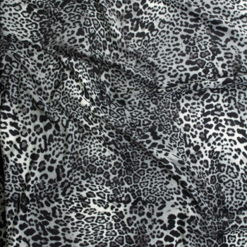 Grey And Black Leopard Single-Faced Fleece #28933 Fabric By The Yard - Wide shot