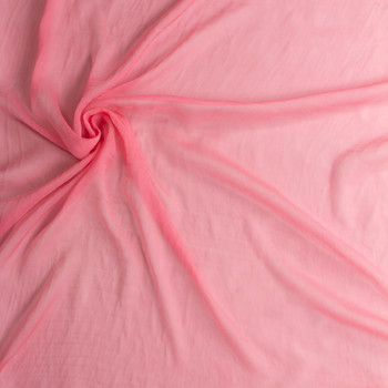 Pink Crinkle Silk Chiffon #29214 Fabric By The Yard - Wide shot Pink Crinkle Silk Chiffon #29214 Fabric By The Yard - Wide shot