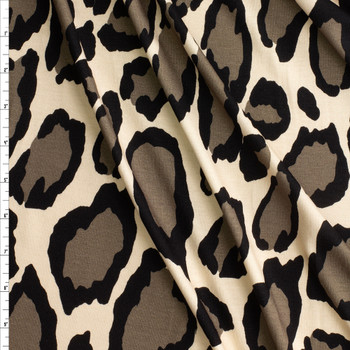 Taupe and Ivory Leopard Print NYC Designer Rayon/Spandex Jersey Knit #29520 Fabric By The Yard Taupe and Ivory Leopard Print NYC Designer Rayon/Spandex Jersey Knit #29520 Fabric By The Yard