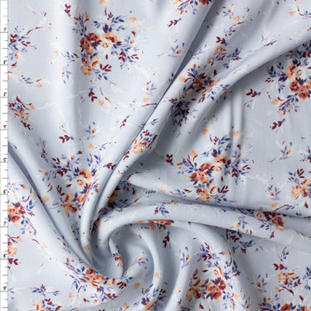 Antique Floral on Soft Blue Rayon Challis #29651 Fabric By The Yard Antique Floral on Soft Blue Rayon Challis #29651 Fabric By The Yard