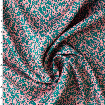 Pink and Green Blot Floral Rayon Sateen #29974 Fabric By The Yard Pink and Green Blot Floral Rayon Sateen #29974 Fabric By The Yard