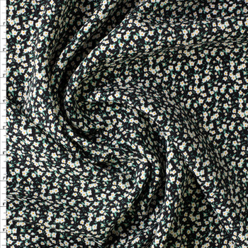 White Micro Floral on Black Silky Rayon Poplin #29990 Fabric By The Yard White Micro Floral on Black Silky Rayon Poplin #29990 Fabric By The Yard