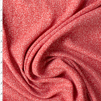 Delicate White Vines on Rose Silky Rayon Poplin #29994 Fabric By The Yard Delicate White Vines on Rose Silky Rayon Poplin #29994 Fabric By The Yard