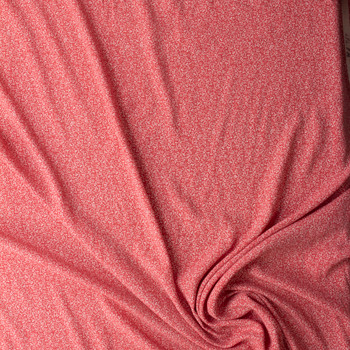 Delicate White Vines on Rose Silky Rayon Poplin #29994 Fabric By The Yard - Wide shot Delicate White Vines on Rose Silky Rayon Poplin #29994 Fabric By The Yard - Wide shot