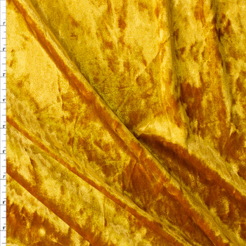 Gold Crushed Stretch Velvet #30068 Fabric By The Yard
