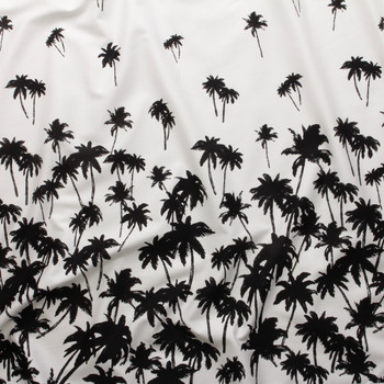 Black Palm Silhouette Double Border Print Cotton Sateen #30152 Fabric By The Yard - Wide shot