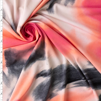 Coral and Charcoal Swirl Midweight Stretch ITY Knit #30199 Fabric By The Yard Coral and Charcoal Swirl Midweight Stretch ITY Knit #30199 Fabric By The Yard
