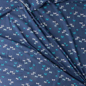 Everlasting Flutter Buds Navy Stretch Cotton Jersey Knit from Art Gallery Fabrics #30210 Fabric By The Yard - Wide shot