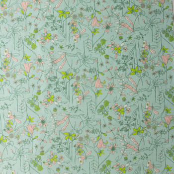 Signature Floral Aqua Cotton Poplin from Art Gallery Fabrics #30247 Fabric By The Yard - Wide shot