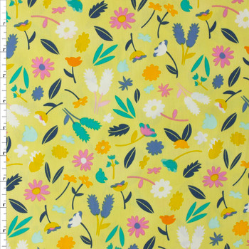 Summer Side Breezy Blossoms Pineapple Cotton Poplin from Art Gallery Fabrics #30251 Fabric By The Yard Summer Side Breezy Blossoms Pineapple Cotton Poplin from Art Gallery Fabrics #30251 Fabric By The Yard