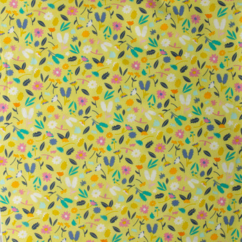 Summer Side Breezy Blossoms Pineapple Cotton Poplin from Art Gallery Fabrics #30251 Fabric By The Yard - Wide shot