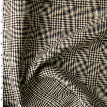 Tan and Black Glen Plaid Linen #30273 Fabric By The Yard Tan and Black Glen Plaid Linen #30273 Fabric By The Yard