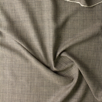 Tan and Black Glen Plaid Linen #30273 Fabric By The Yard - Wide shot Tan and Black Glen Plaid Linen #30273 Fabric By The Yard - Wide shot