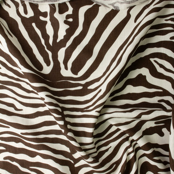 Brown and Ivory Zebra Print Linen #30277 Fabric By The Yard - Wide shot