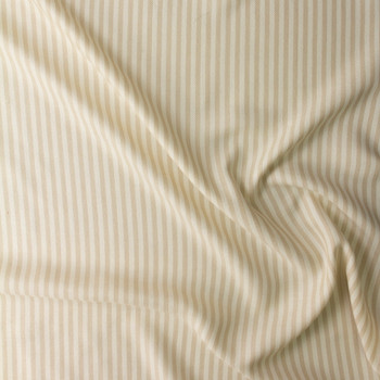 Tan and Offwhite Vertical Stripe Textured Italian Rayon/Wool #30287 Fabric By The Yard - Wide shot