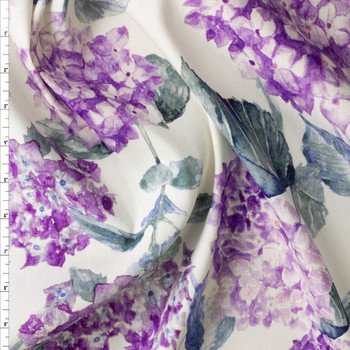 Lavender and Navy Watercolor Hydrangea Floral Marabella Stretch Linen #30289 Fabric By The Yard Lavender and Navy Watercolor Hydrangea Floral Marabella Stretch Linen #30289 Fabric By The Yard