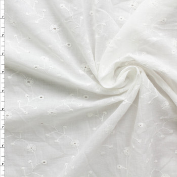 White Mini Waving Floral Designer Cotton Eyelet #30308 Fabric By The Yard White Mini Waving Floral Designer Cotton Eyelet #30308 Fabric By The Yard