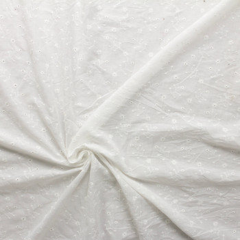 White Mini Waving Floral Designer Cotton Eyelet #30308 Fabric By The Yard - Wide shot White Mini Waving Floral Designer Cotton Eyelet #30308 Fabric By The Yard - Wide shot