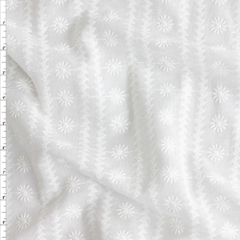 White Vertical Floral Stripes Designer Cotton Eyelet #30312 Fabric By The Yard White Vertical Floral Stripes Designer Cotton Eyelet #30312 Fabric By The Yard