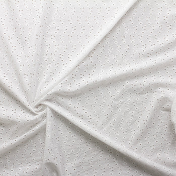 White All Over Floral Designer Cotton Eyelet #30314 Fabric By The Yard - Wide shot White All Over Floral Designer Cotton Eyelet #30314 Fabric By The Yard - Wide shot